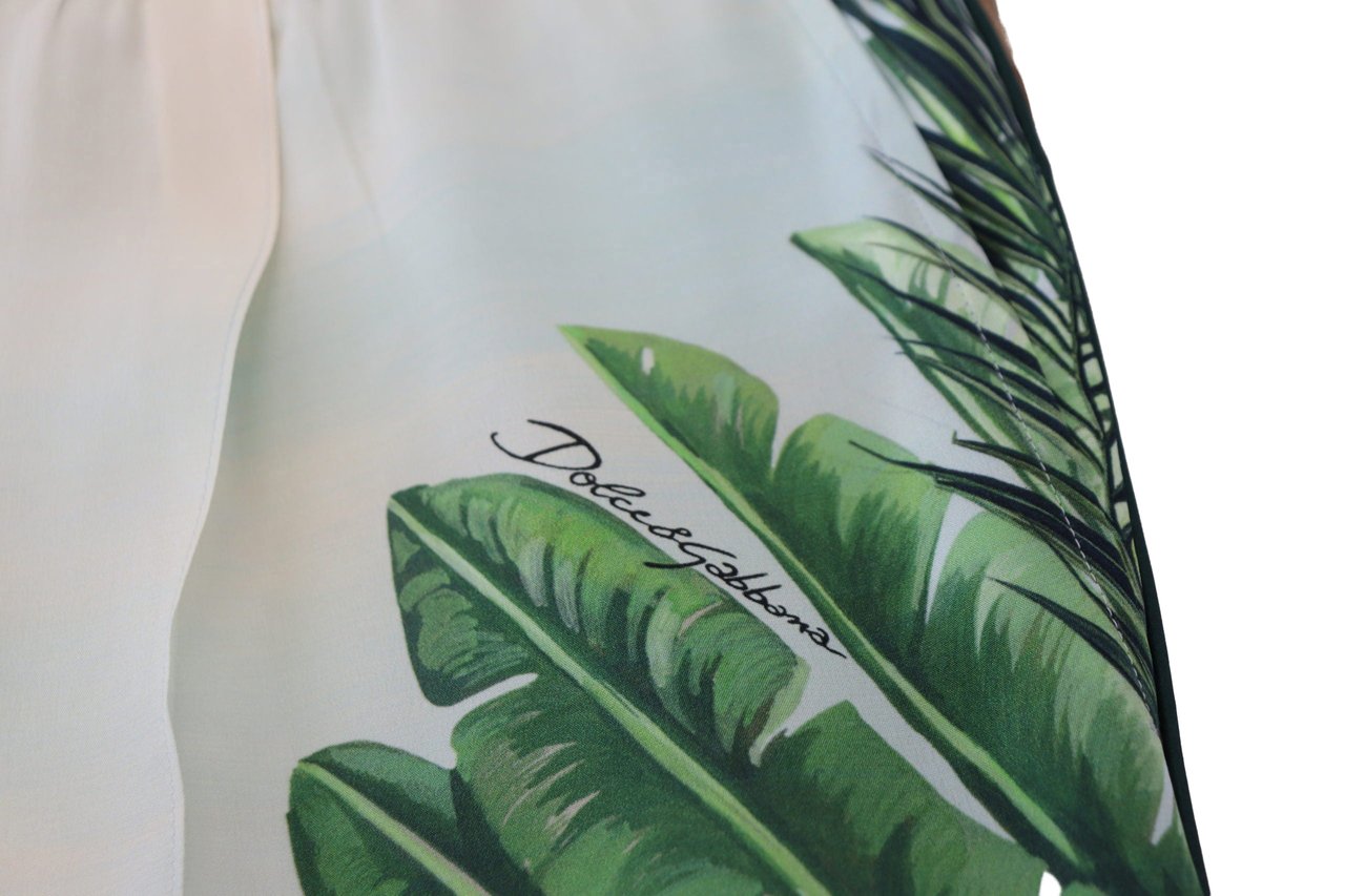 Dolce & Gabbana White Floral Printed Men Jogger Pants Divers