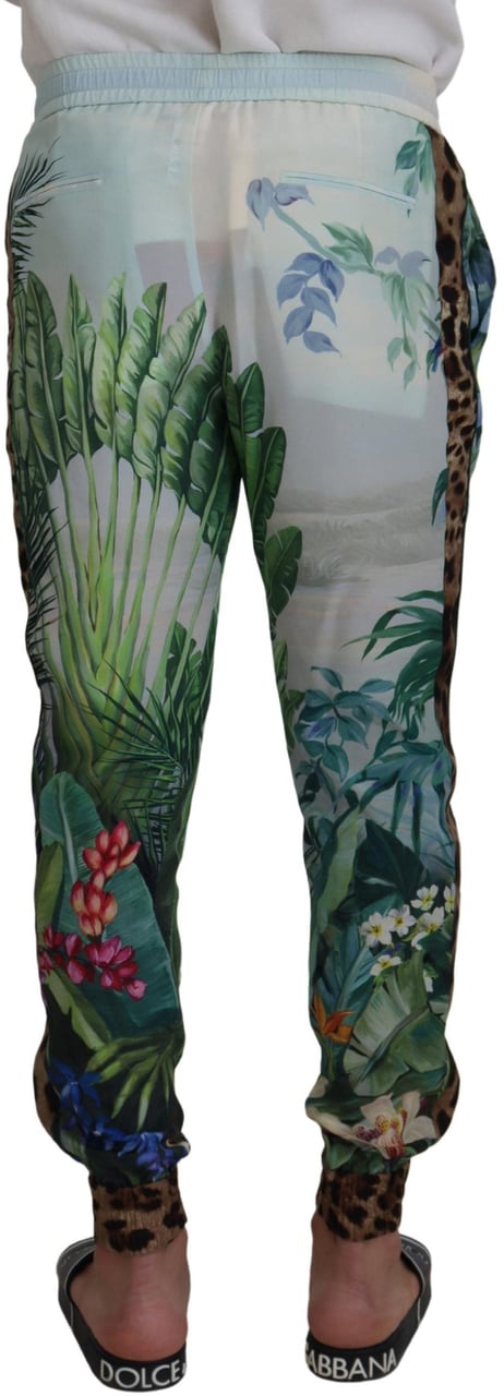 Dolce & Gabbana White Floral Printed Men Jogger Pants Divers