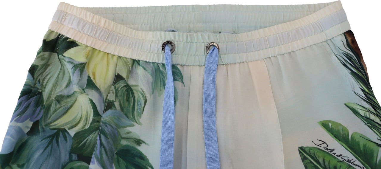 Dolce & Gabbana White Floral Printed Men Jogger Pants Divers