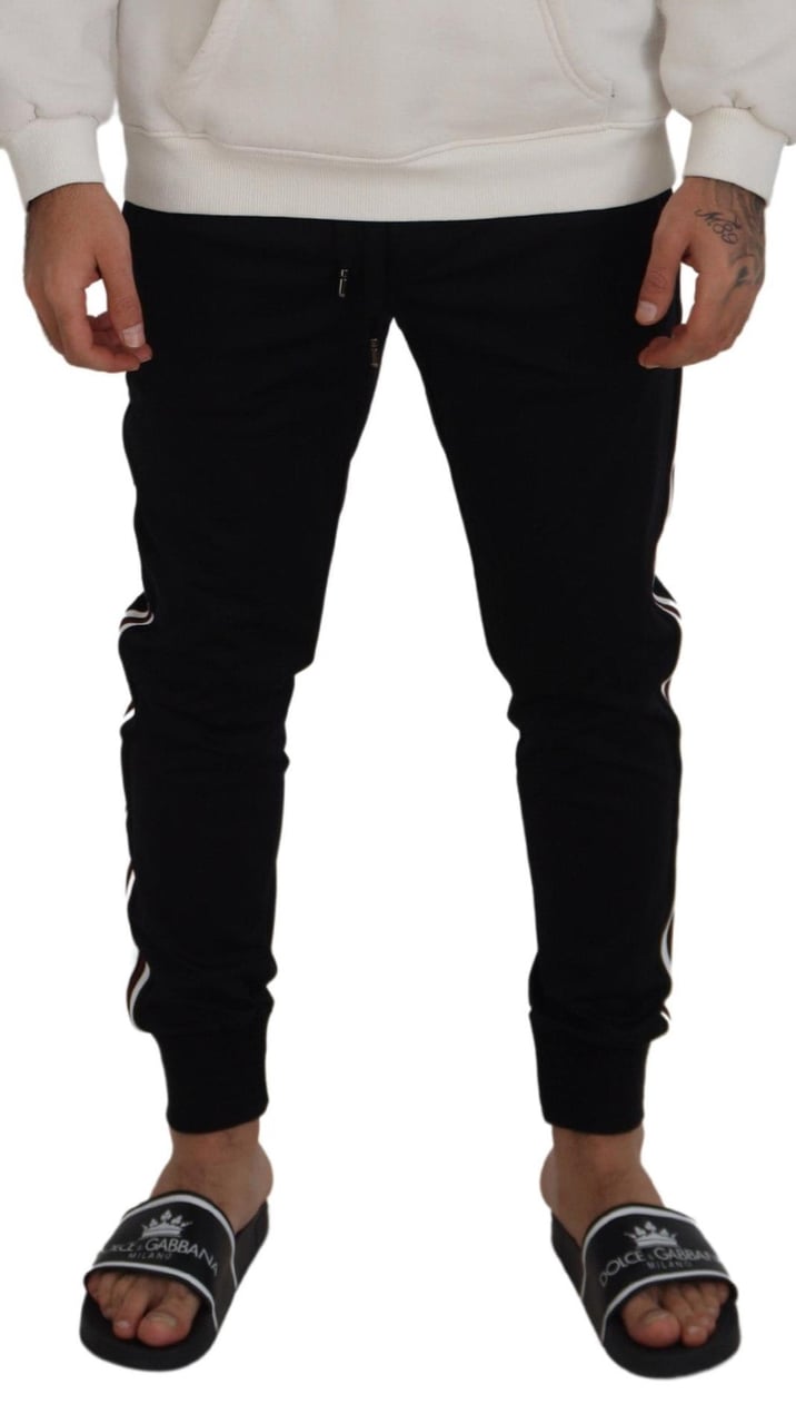 Dolce & Gabbana Black DG Print Mens Jogger Pants Zwart