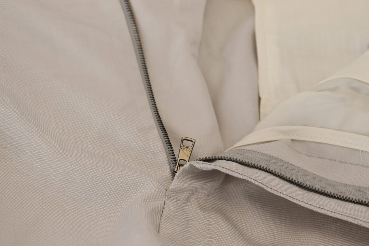 Dolce & Gabbana Off White Silk Mid Waist Chino Pants Wit