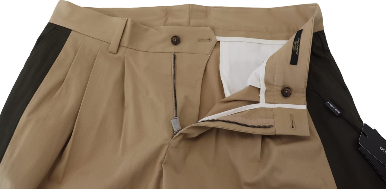 Dolce & Gabbana Brown Black Cotton Chino Men Pants Zwart