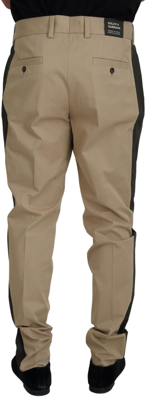 Dolce & Gabbana Brown Black Cotton Chino Men Pants Zwart