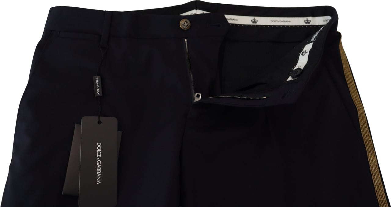 Dolce & Gabbana Black Wool Slim Formal Pants Zwart