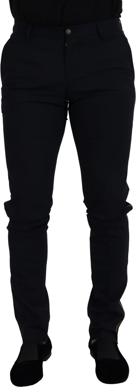 Dolce & Gabbana Black Wool Slim Formal Pants Zwart