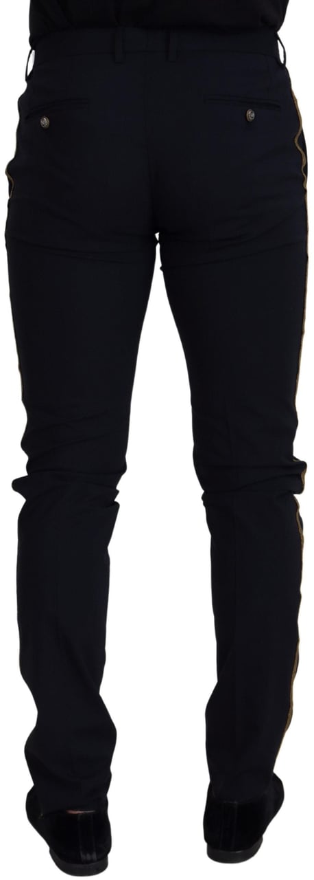 Dolce & Gabbana Black Wool Slim Formal Pants Zwart