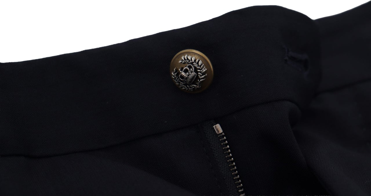Dolce & Gabbana Black Wool Slim Formal Pants Zwart