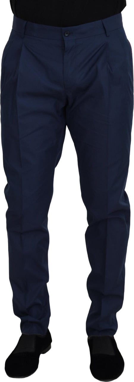 Dolce & Gabbana Blue Cotton Chino Formal Pants Blauw