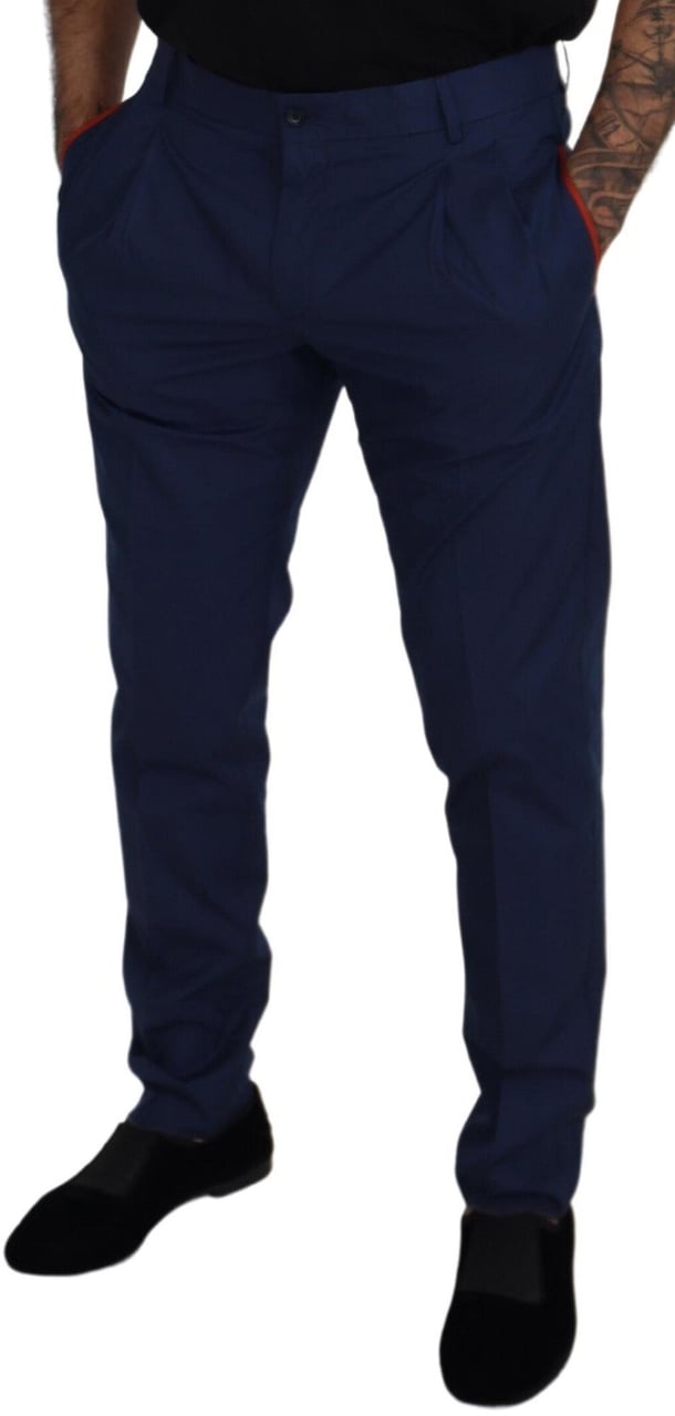 Dolce & Gabbana Blue Cotton Chino Formal Pants Blauw