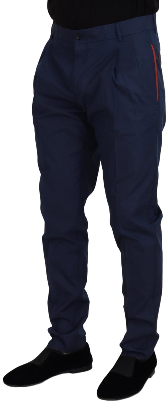 Dolce & Gabbana Blue Cotton Chino Formal Pants Blauw