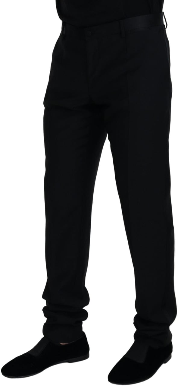 Dolce & Gabbana Black Wool Chino Formal Pants Zwart