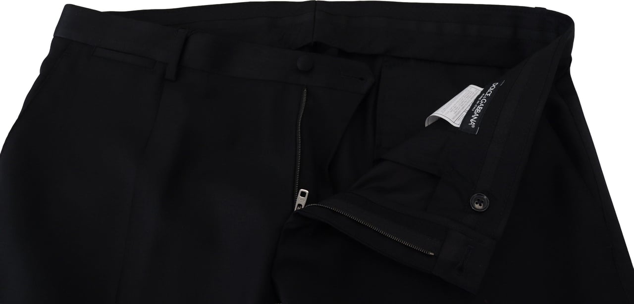 Dolce & Gabbana Black Wool Chino Formal Pants Zwart