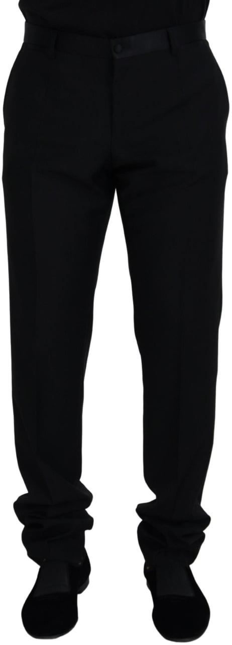 Dolce & Gabbana Black Wool Chino Formal Pants Zwart