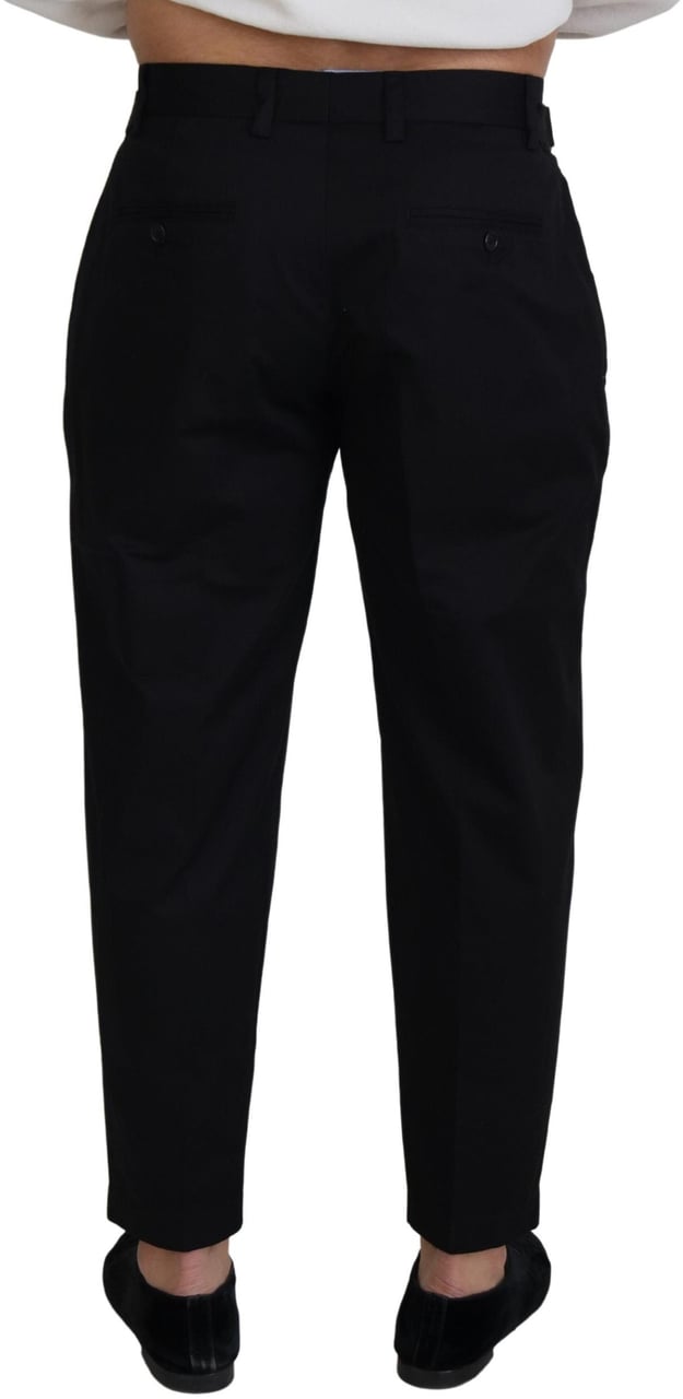 Dolce & Gabbana Black Cotton Chino Formal Pants Zwart