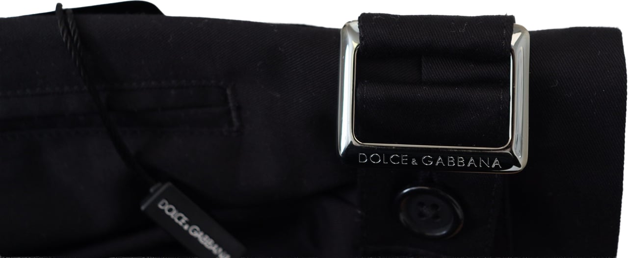 Dolce & Gabbana Black Cotton Chino Formal Pants Zwart