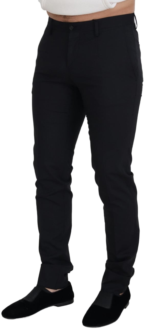 Dolce & Gabbana Black Wool Chino Formal Pants Zwart