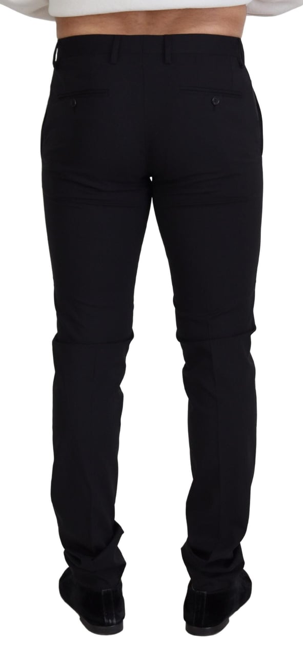 Dolce & Gabbana Black Wool Chino Formal Pants Zwart