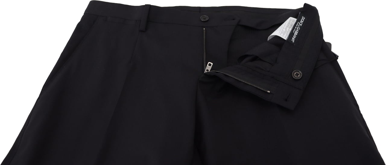 Dolce & Gabbana Black Wool Chino Formal Pants Zwart