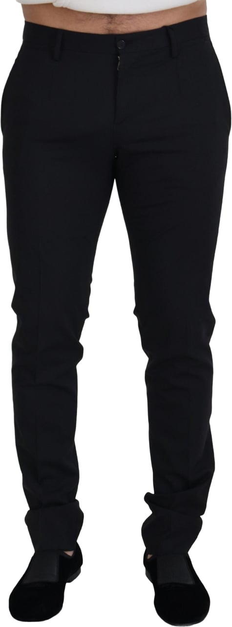 Dolce & Gabbana Black Wool Chino Formal Pants Zwart