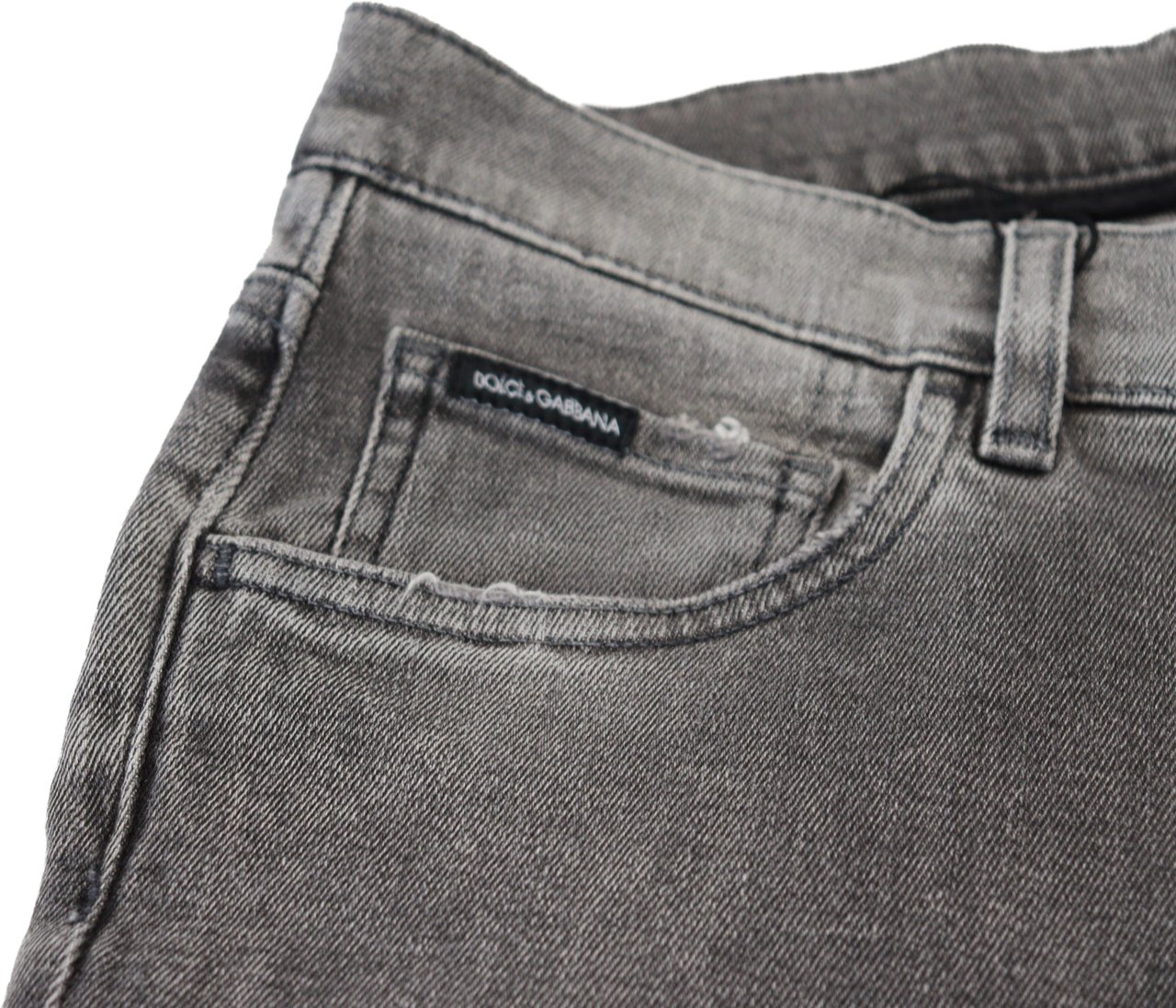 Dolce & Gabbana Grey Washed Cotton Skinny Denim Jeans Grijs