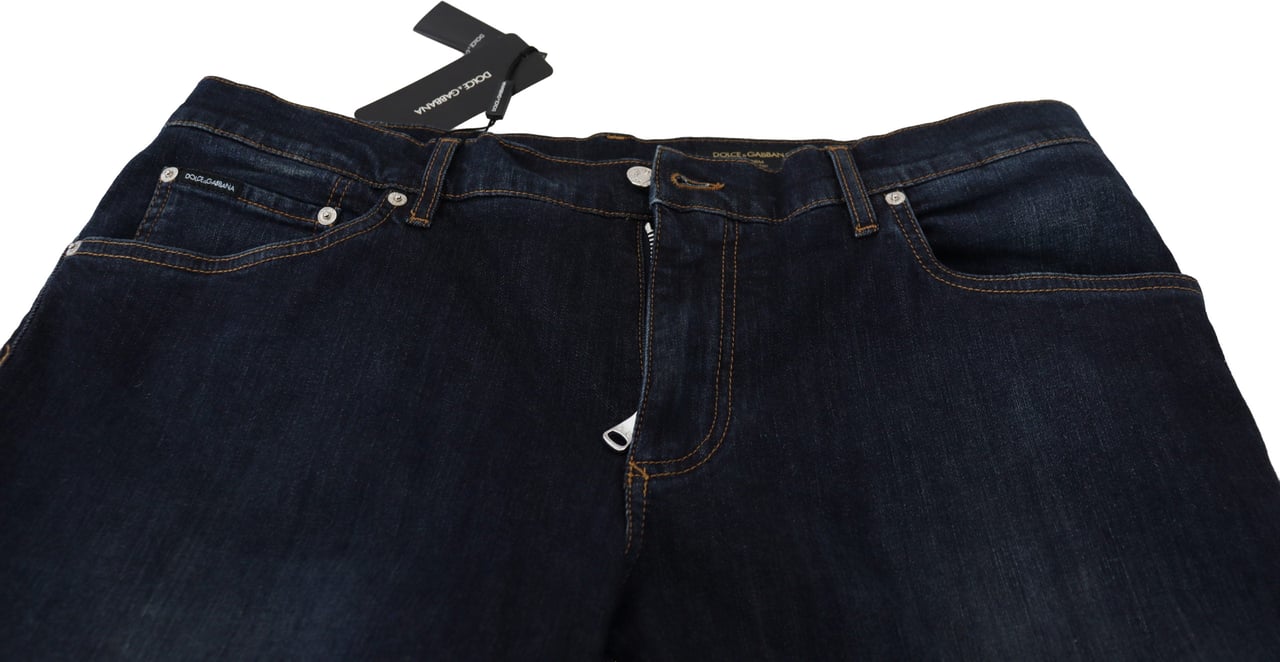 Dolce & Gabbana Blue Cotton Straight Fit Casual Denim Jeans Blauw