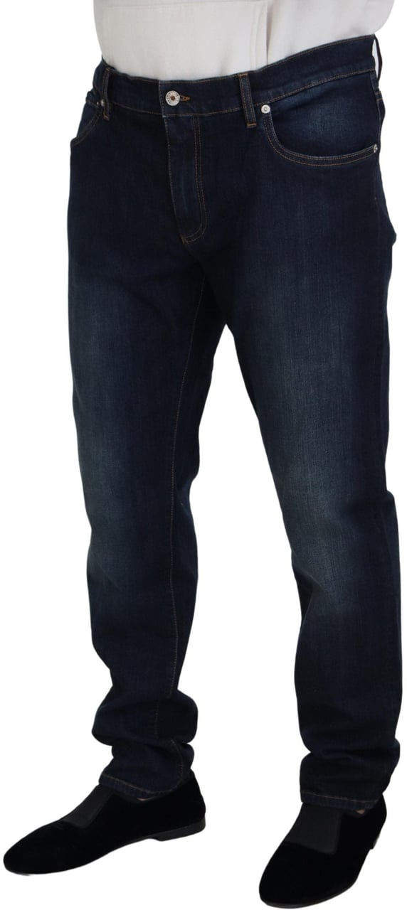 Dolce & Gabbana Blue Cotton Straight Fit Casual Denim Jeans Blauw