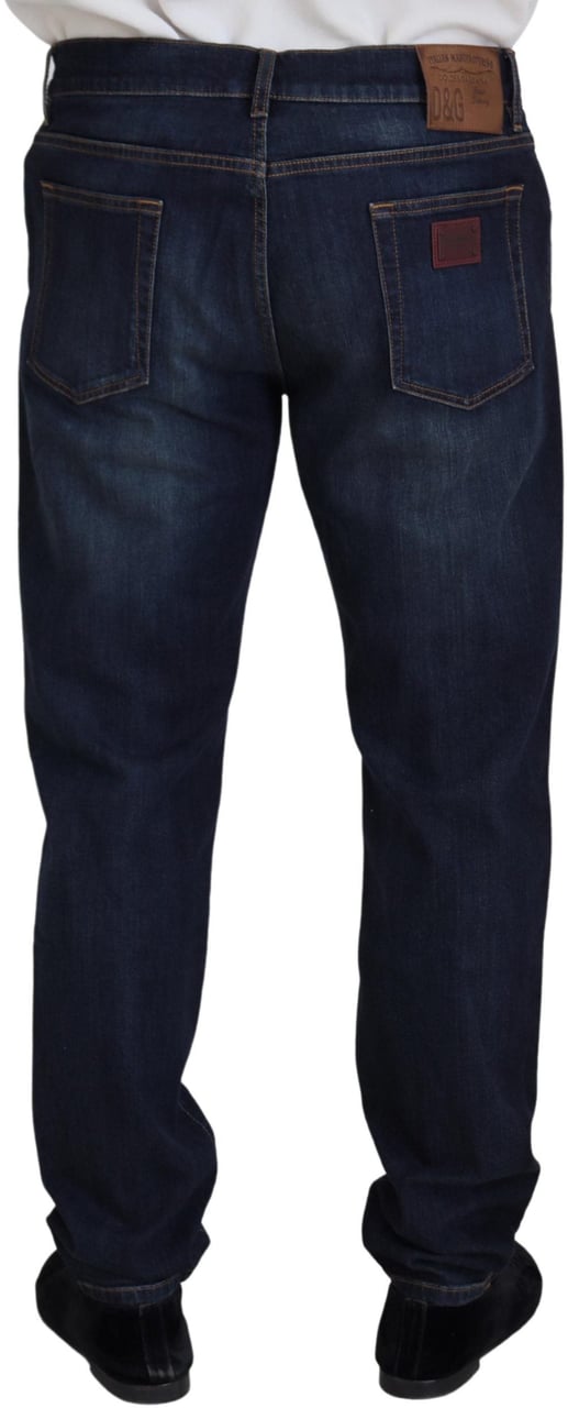 Dolce & Gabbana Blue Cotton Straight Fit Casual Denim Jeans Blauw