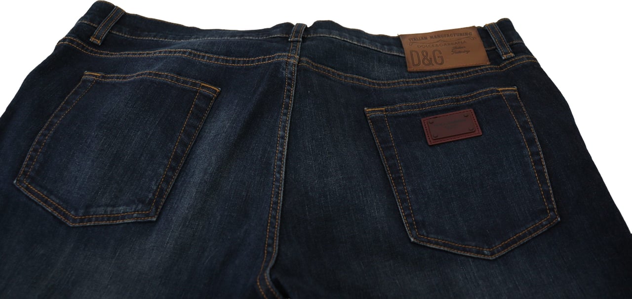 Dolce & Gabbana Blue Cotton Straight Fit Casual Denim Jeans Blauw