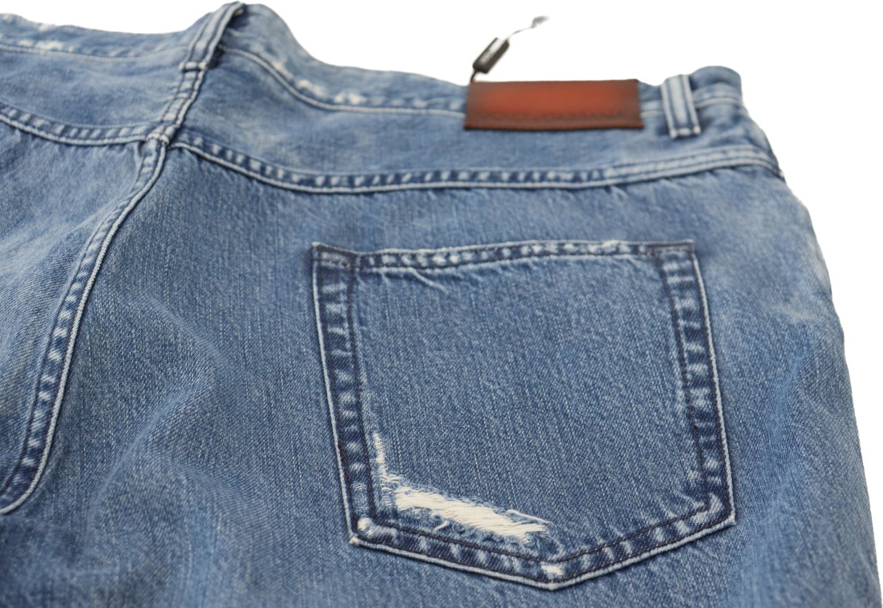 Dolce & Gabbana Blue Washed Cotton Casual Denim Jeans Blauw