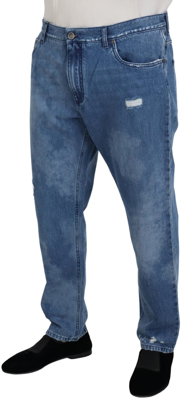 Dolce & Gabbana Blue Washed Cotton Casual Denim Jeans Blauw