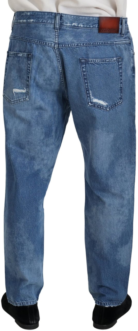 Dolce & Gabbana Blue Washed Cotton Casual Denim Jeans Blauw
