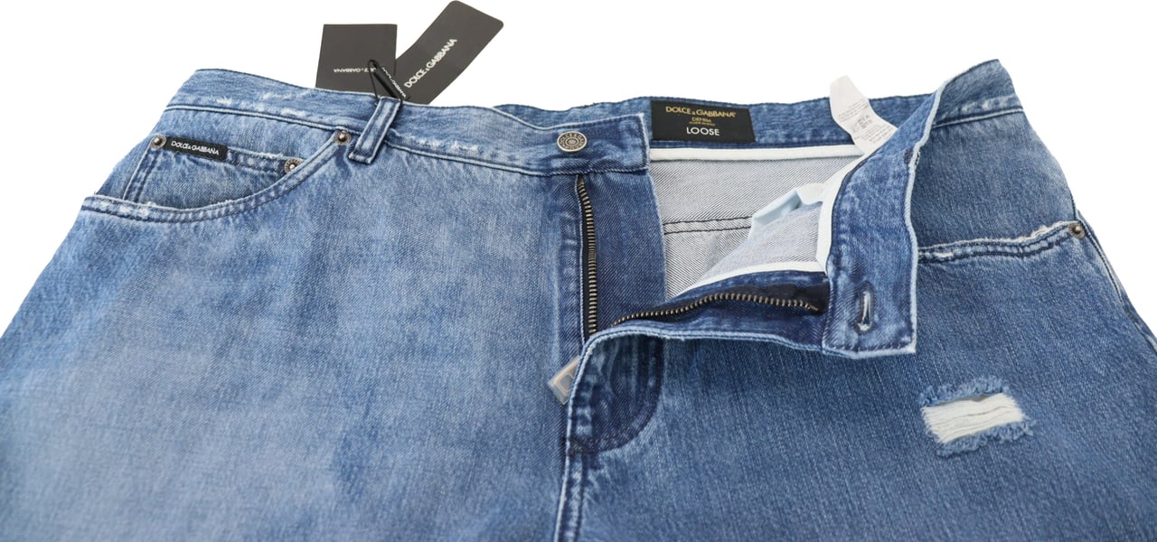Dolce & Gabbana Blue Washed Cotton Casual Denim Jeans Blauw