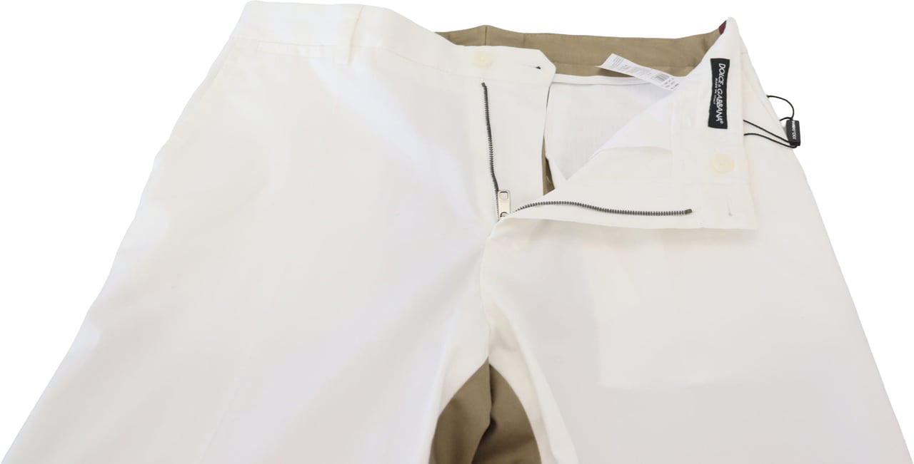 Dolce & Gabbana White Brown Slim Fit Chino Pants Divers