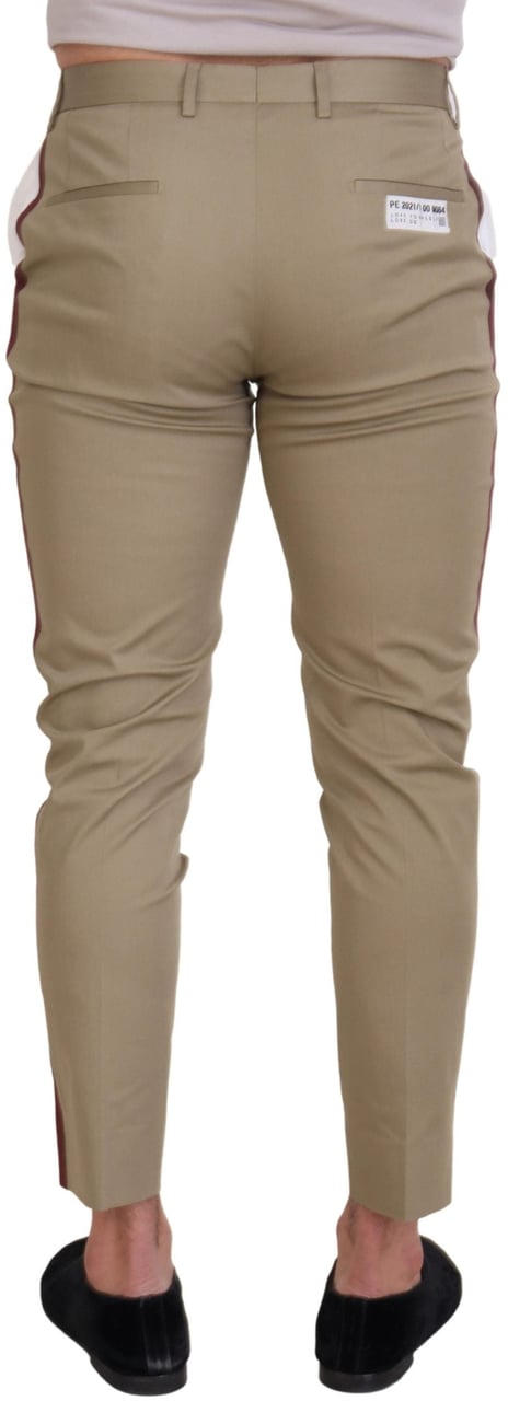 Dolce & Gabbana White Brown Slim Fit Chino Pants Divers