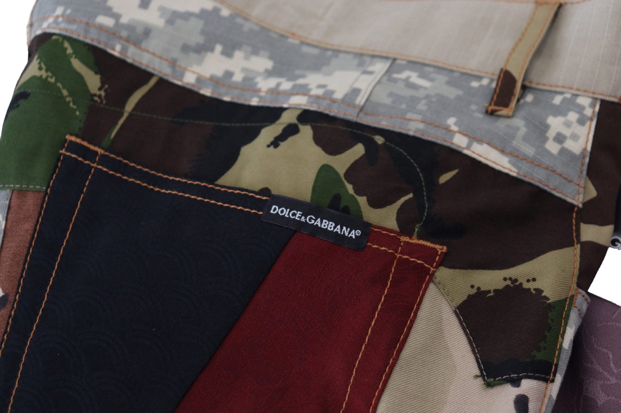Dolce & Gabbana Multicolor Silk Patchwork Men Denim Jeans Divers