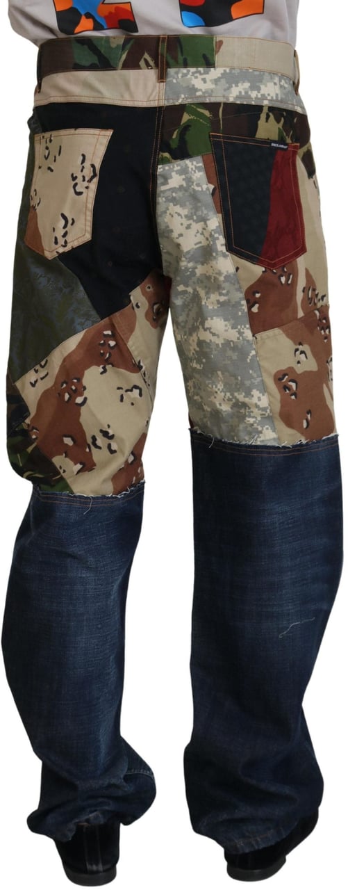 Dolce & Gabbana Multicolor Silk Patchwork Men Denim Jeans Divers