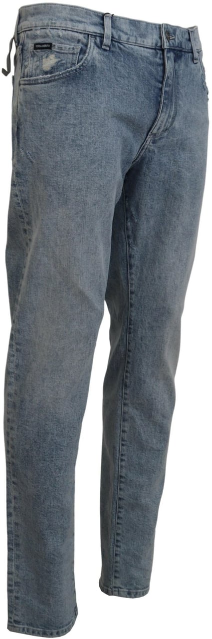 Dolce & Gabbana Blue Wash Slim Fit Cotton Denim Jeans Blauw