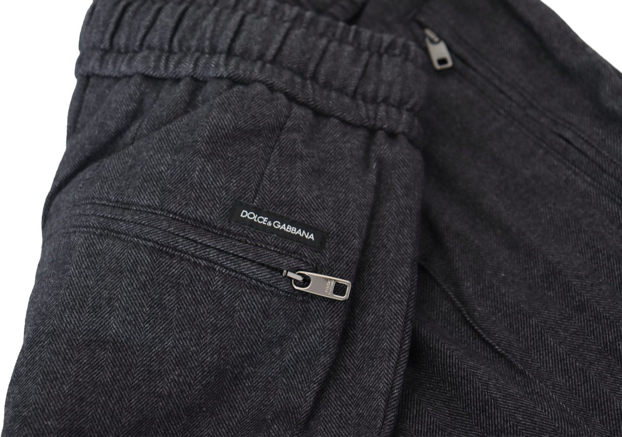 Dolce & Gabbana Gray Cotton Jogger Men Pants Grijs