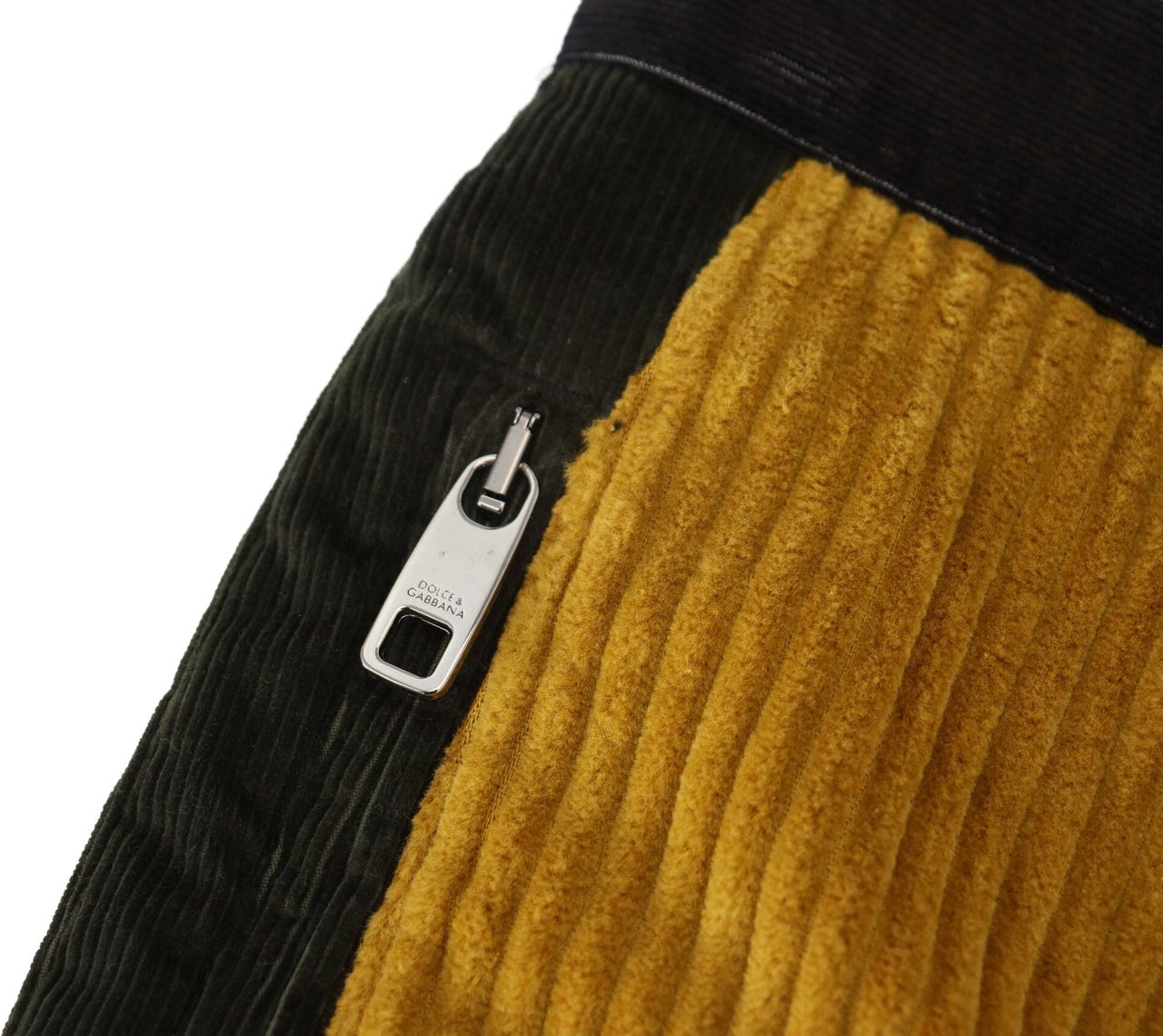 Dolce & Gabbana Black Yellow Cotton Men Pants Zwart
