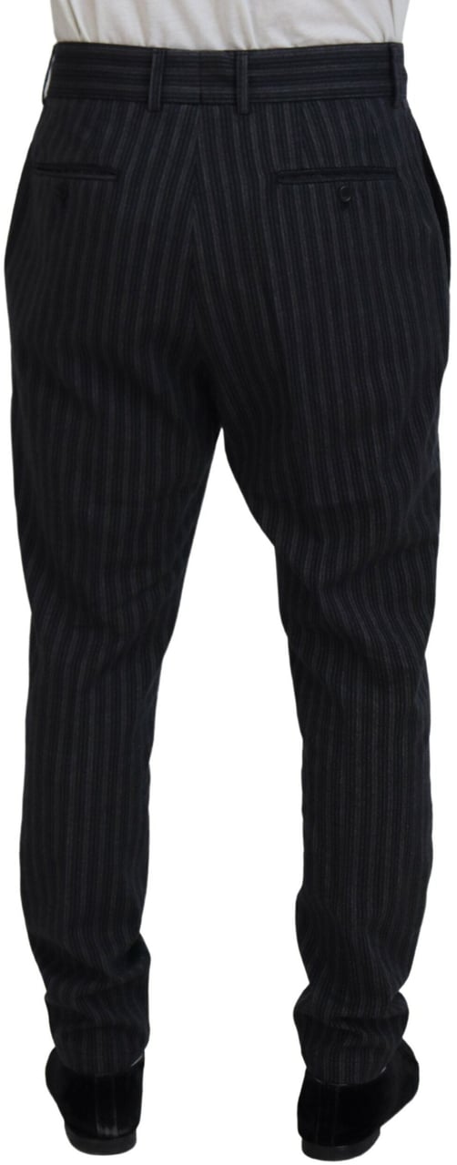 Dolce & Gabbana Dark Gray Stripes Chino Dress Pants Grijs