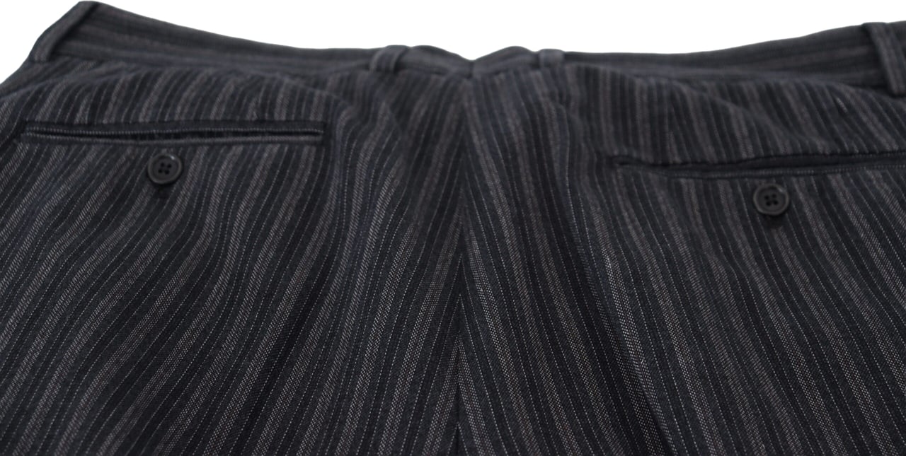 Dolce & Gabbana Dark Gray Stripes Chino Dress Pants Grijs