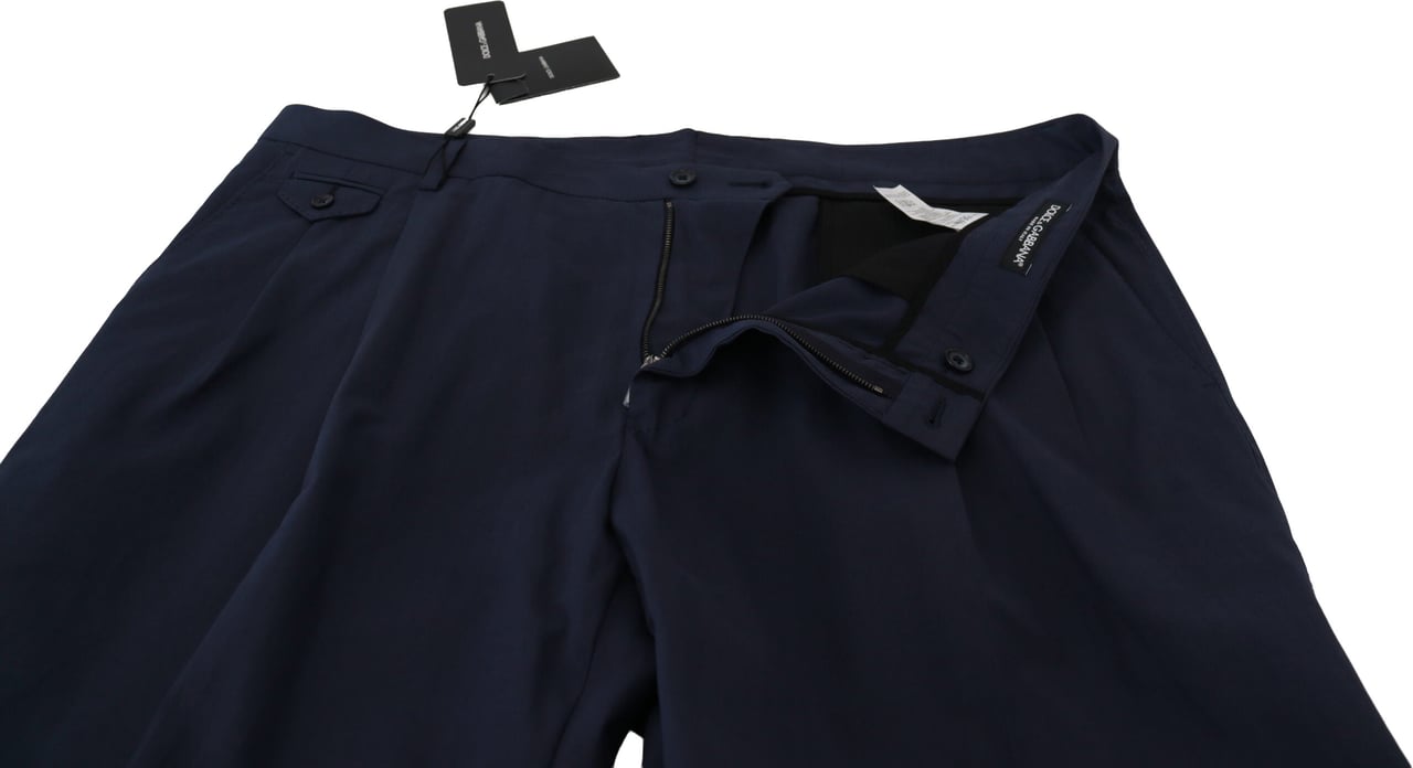 Dolce & Gabbana Dark Blue Cotton Chino Formal Pants Blauw