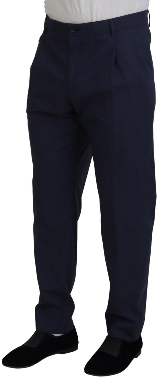 Dolce & Gabbana Dark Blue Cotton Chino Formal Pants Blauw