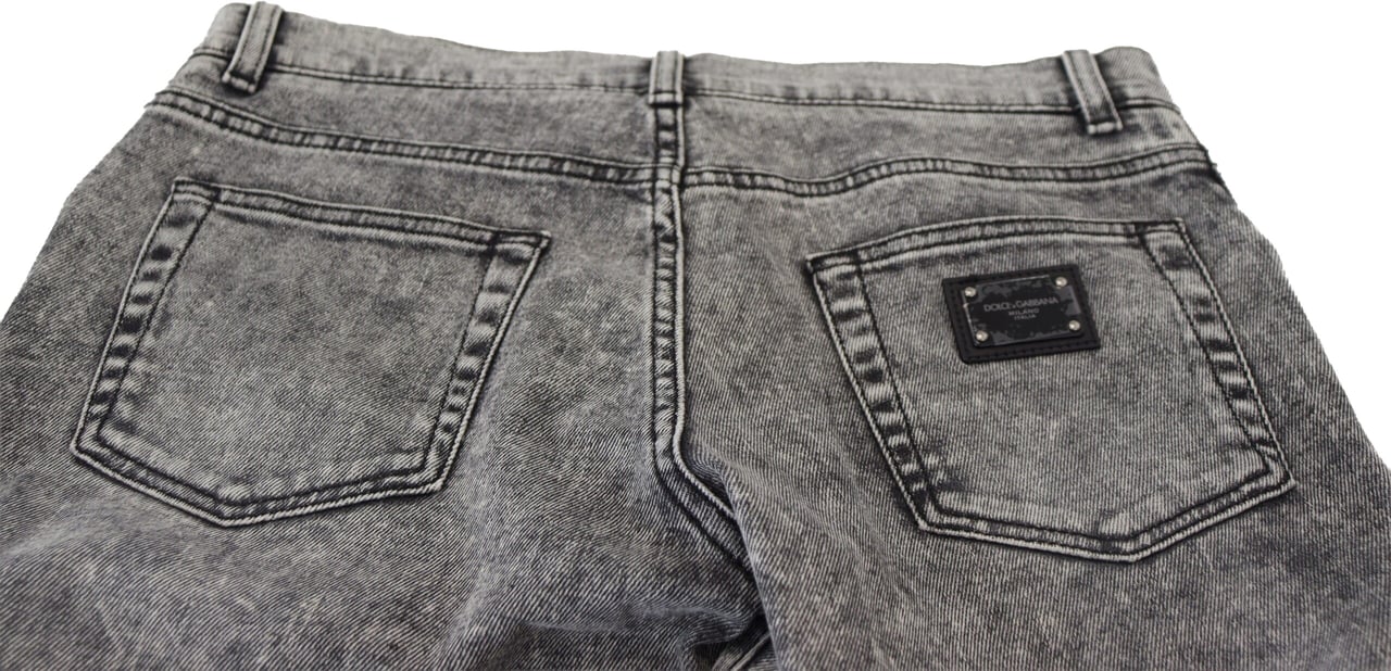 Dolce & Gabbana Grey Washed Cotton Slim Fit Men Denim Jeans Grijs