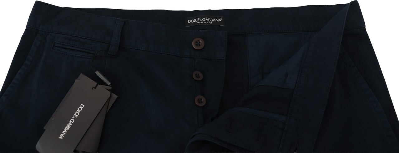 Dolce & Gabbana Blue Cotton Dress Formal Men Pants Blauw