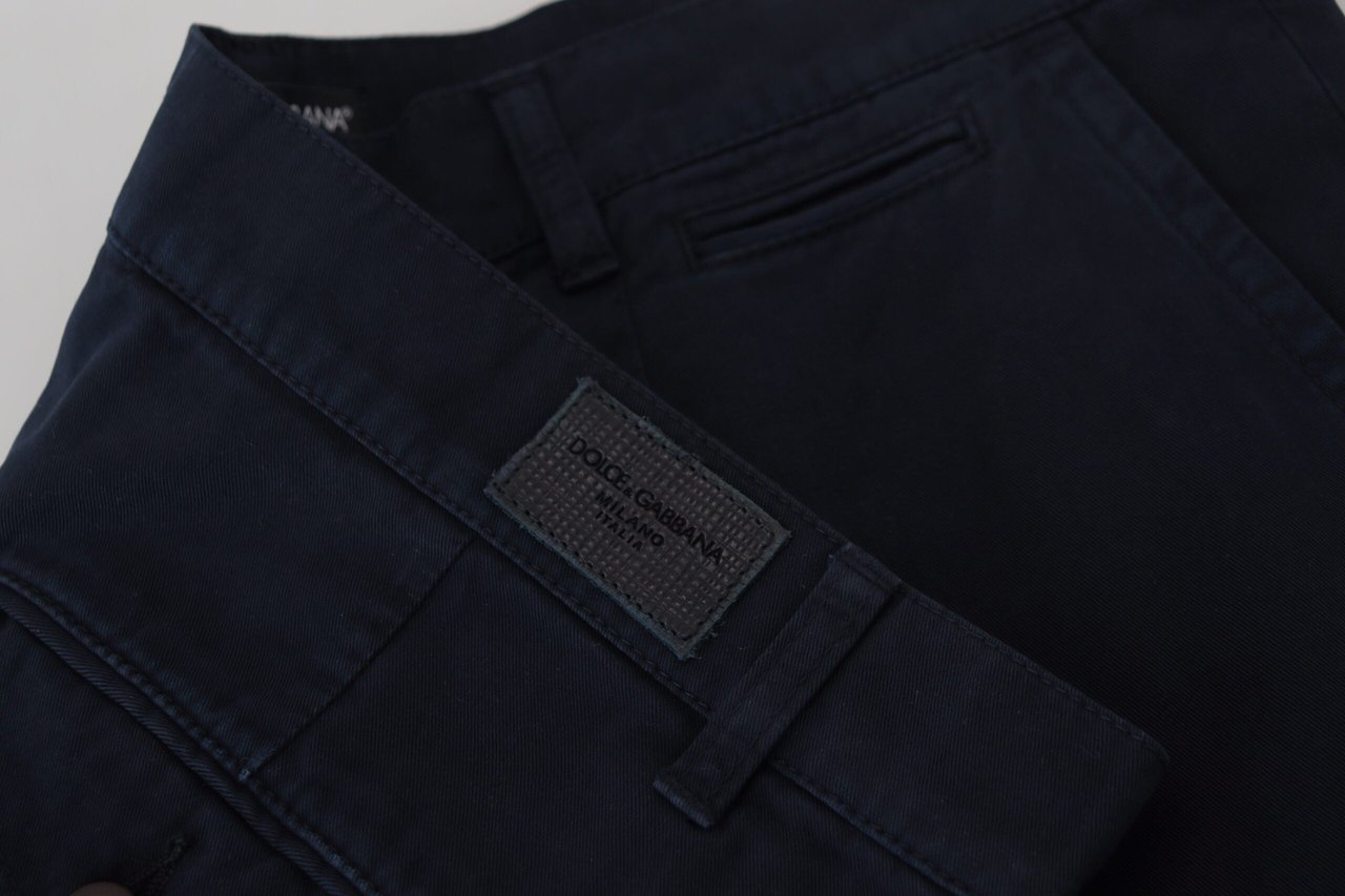 Dolce & Gabbana Blue Cotton Dress Formal Men Pants Blauw