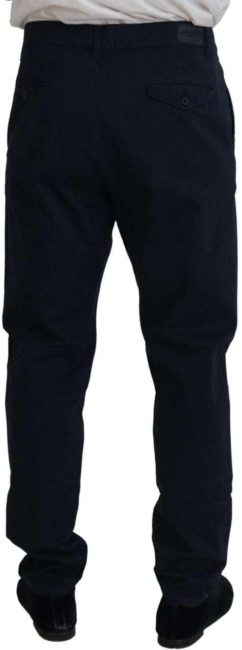 Dolce & Gabbana Blue Cotton Dress Formal Men Pants Blauw