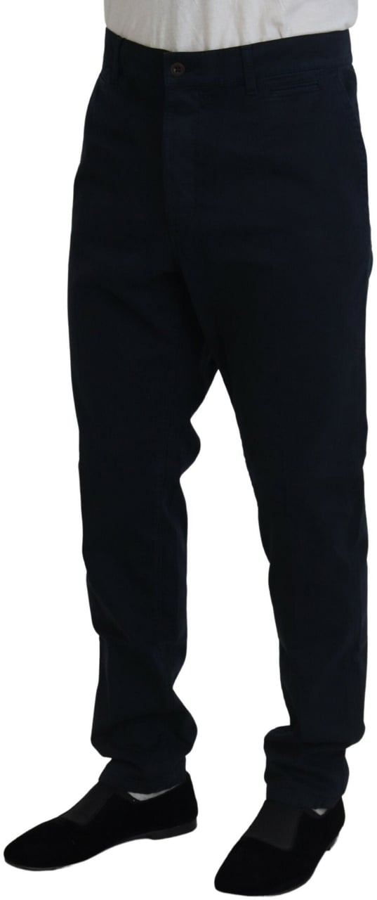 Dolce & Gabbana Blue Cotton Dress Formal Men Pants Blauw