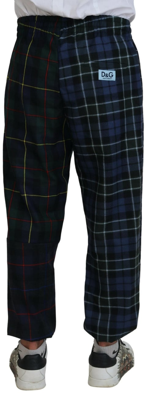 Dolce & Gabbana Multicolor Checkered Wool Men Jogger Pants Divers