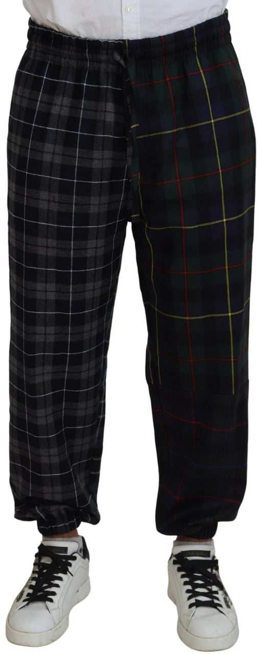 Dolce & Gabbana Multicolor Checkered Wool Men Jogger Pants Divers